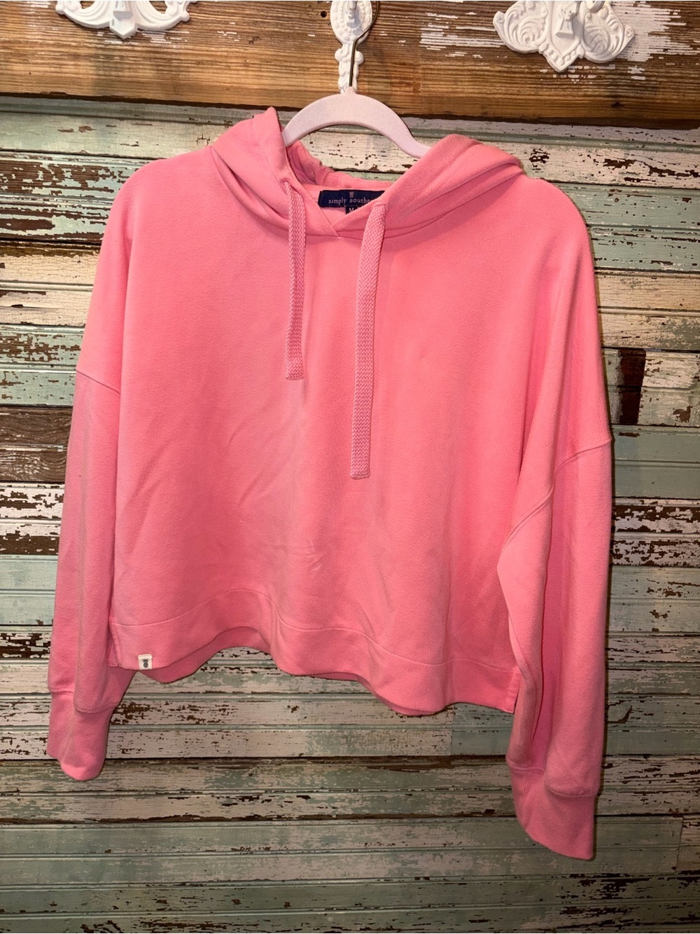 Simply Southern Pink Cropped Hoodie Sweatshirt
